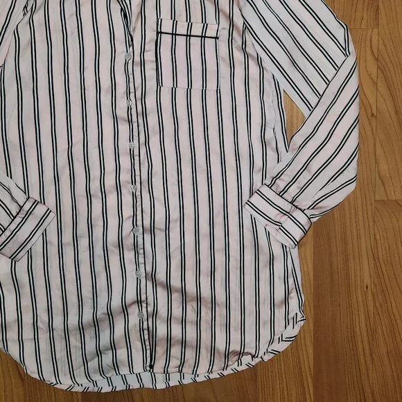 Forever 21 Striped Pajama Oversized Shirt || Small EUC - Picture 4 of 8